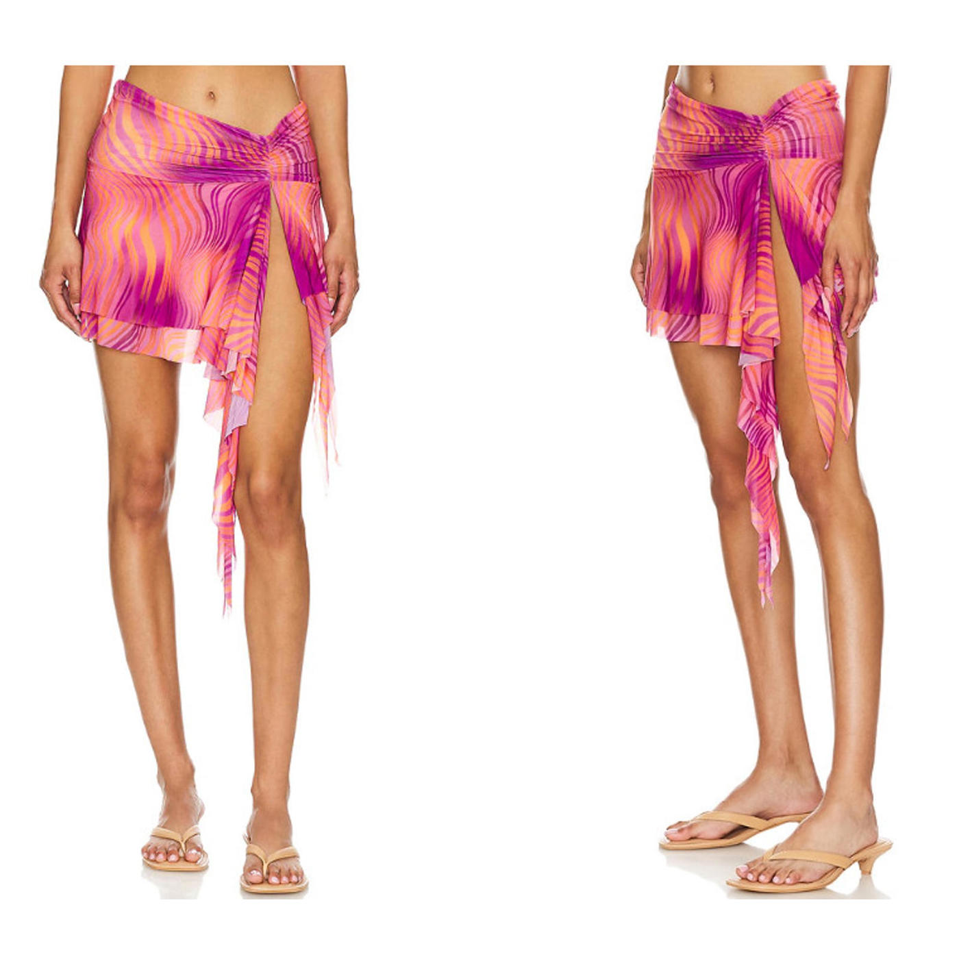 Indah Edie Mini Skirt With Double Frill & Spiral Tails Size S New $172 Msrp